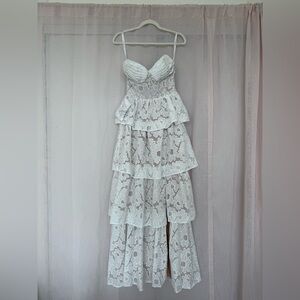 AZAZIE GALADRIEL WHITE LACE LAYERED DRES